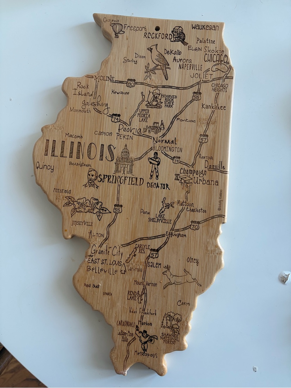 Totally Bamboo Illinois Wood Chopping Board/Charcuterie Board